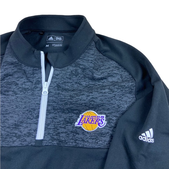 Adidas  Los Angeles Lakers Sweater Mens M Black 1/4 Zip Sweatshirt Pullover NBA - Picture 1 of 5